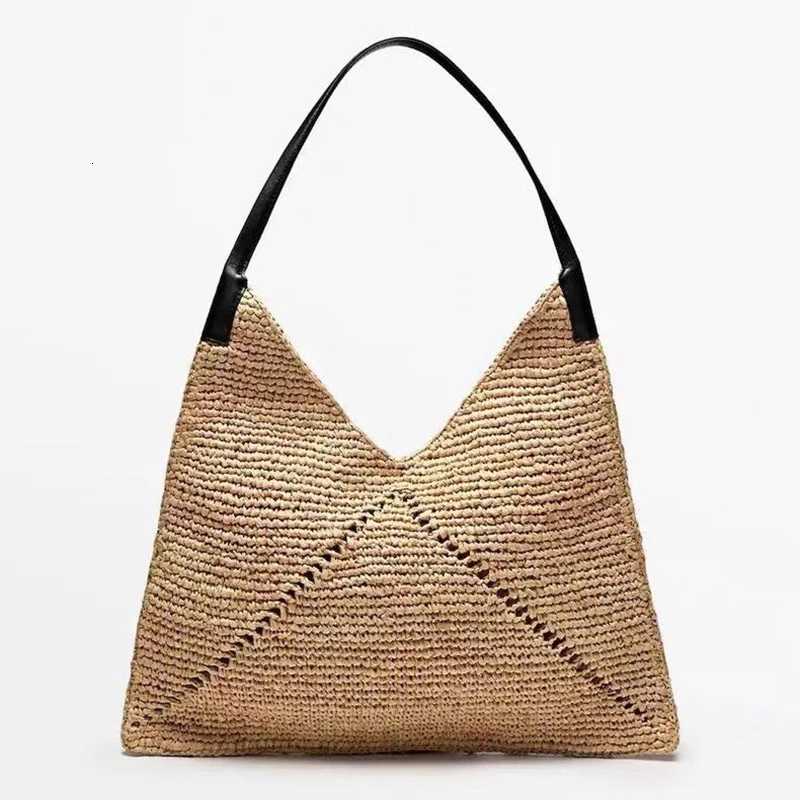 2025 New Fashion Versatile Straw Bag Tote Triangle Casual Design Shoulder Handbag Bag Tide Straw Weave Beach Shoulder BagsT251020