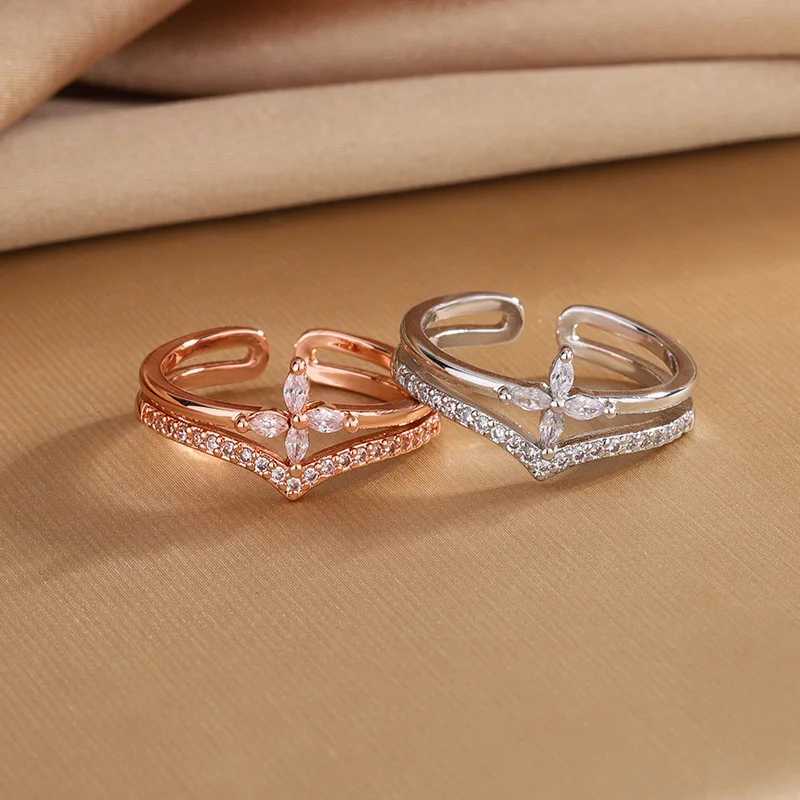 925 Sterling Silver Flower Zircon Wedding Rings For Women Couple Elegant Luxury Jewelry Wedding Argent 925 J251020