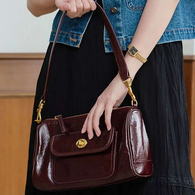 Genuine Leather Underarm New Vintage Y2k Top Layer Cowhide Large Capacity Crossbody Fashionable Ladies Shoulder Bag Suotong251020 Suotong1020