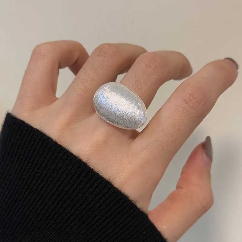 925 Sterling Silver Open Finger Ring Matte Oval Asymmetric Geometric Stackable Punk For Women Jewelry Gift Dropship J251020