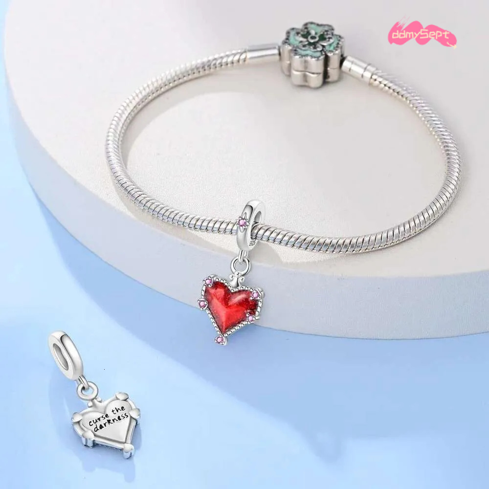Beautiful Sterg Sier Red Valentine's Day Infinity Love Rose Pendant Fit DIY Bracelet Necklace Date Accessories Gifts ddmysept