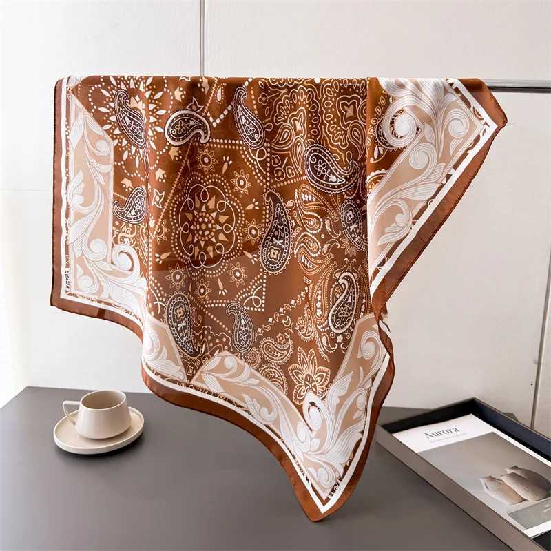 Luxury Silk Square Scarf Women Satin Neck Hair Tie Band Soft Work Neckerchife New Hijab Head Female Foulard Kerchief Shawl Wraps11 D2510201