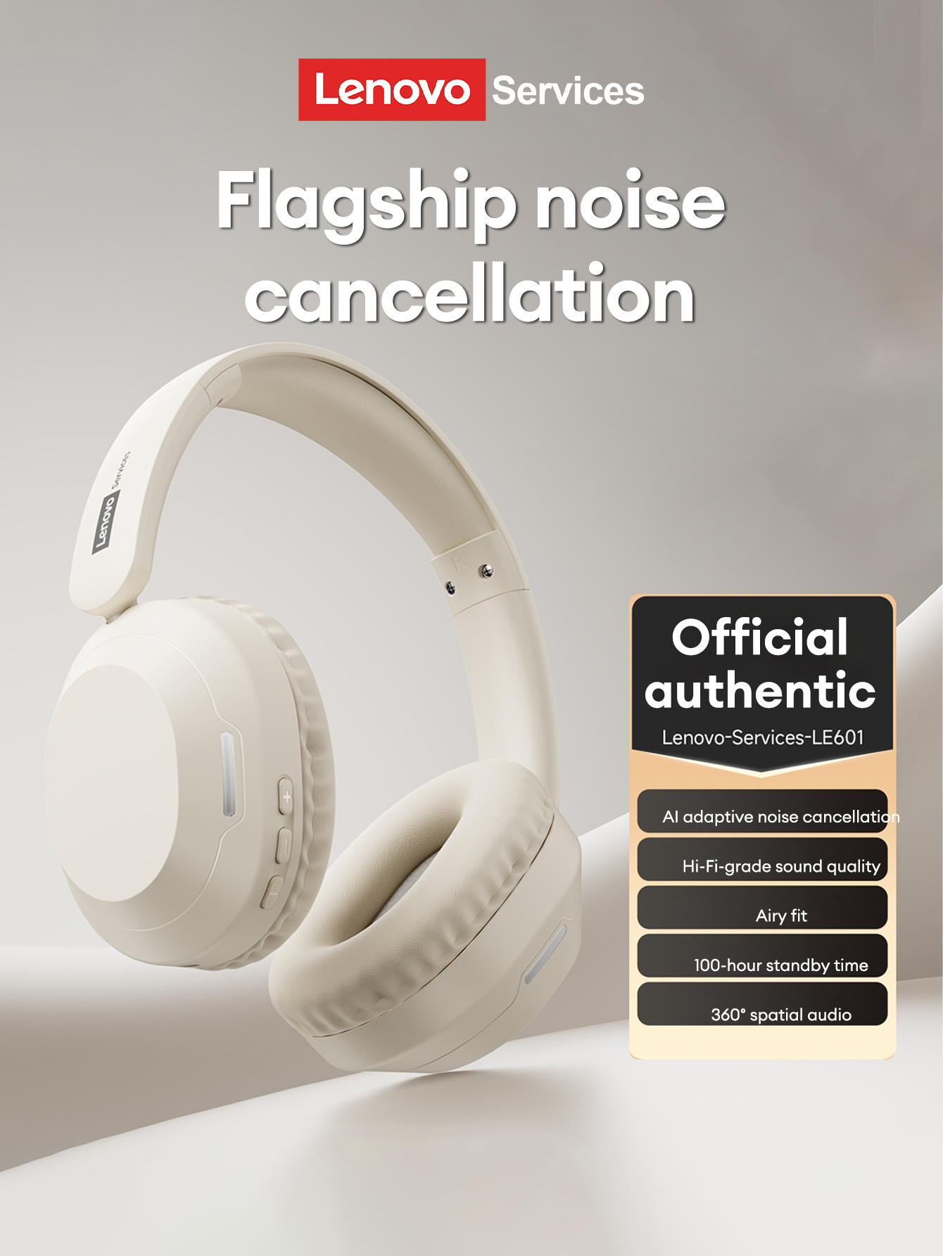 LenovoService Over-Ear Bluetooth 6.0 Wireless Headphones LE601 High-Fidelity Sound Comfortable Noise-Cancelling Gaming-Grade Performance Extra-Long Ba