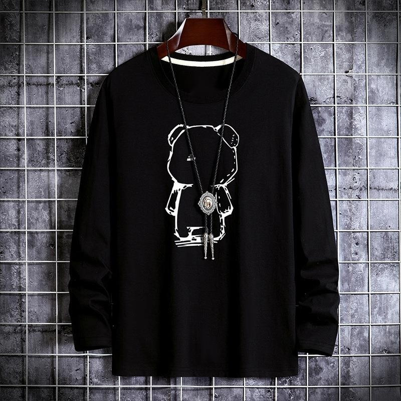 Grande taille 3xl 4xl 5xl hommes à manches longues T-Shirts pour printemps et automne Version coréenne jeunesse col rond Base petit haut t-shirt