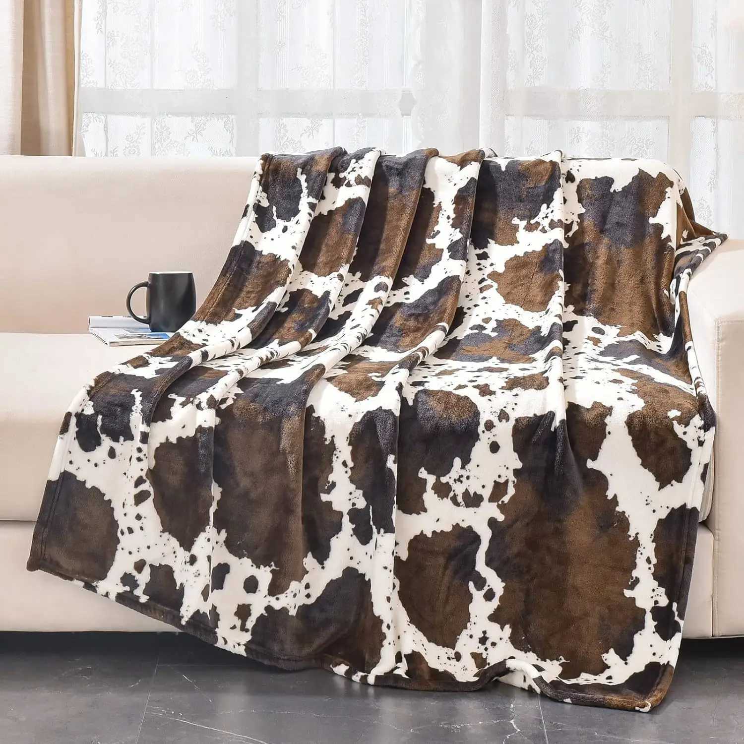 Cow printed blanket adult and childrens gift blanketcomfortable and soft flannel blanketMothers Day Christmas birthday gift C251020