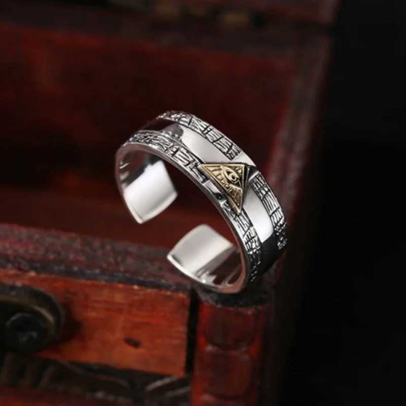 Buyee 925 Sterling Silver Female Ring Finger Golden Eye Open Ring for Men Women Fashion Party Gift Fine Jewelry Circle J251020