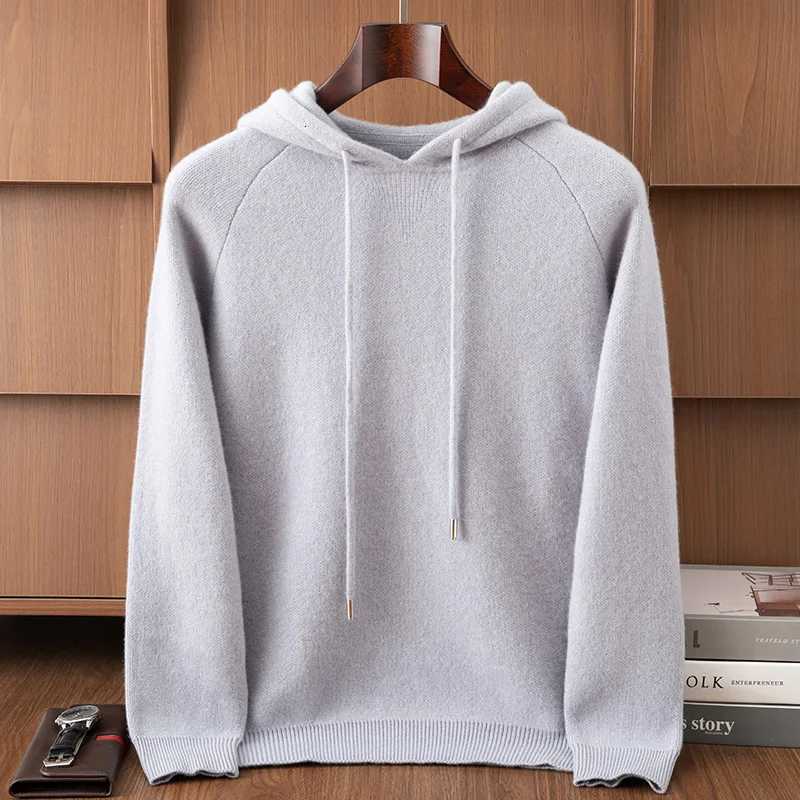 DjzDsm Mens 00 Pure Cashmere Sweater Hooded Pullover Autumn Winter Casual Style Clothing Soft Warm Cashmere Knitwear Tops W251020
