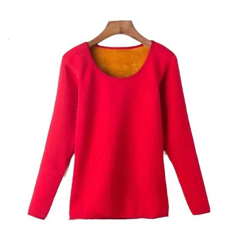 AutumnWinter Thermal Underwear Womens Round Neck FleeceLined TShirt Base Layer Top Thickened Inner TopsT251020