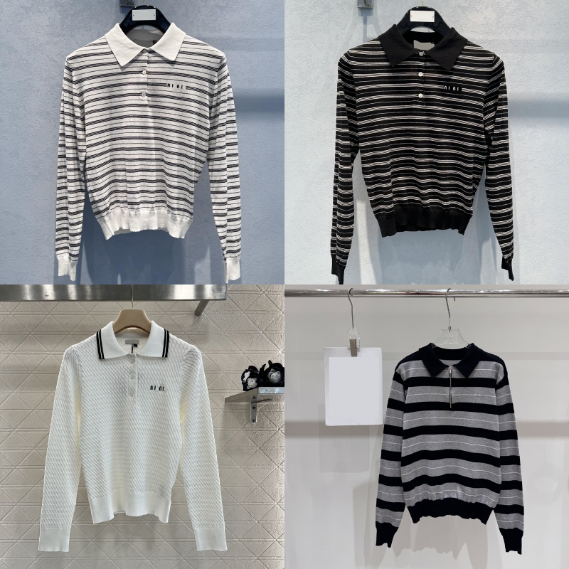 New Autumn Slim Fit Short Jumpers Women Striped Thin Polo Shirt Pullover Sweater Brand Daily Casual Versatile Knitwear