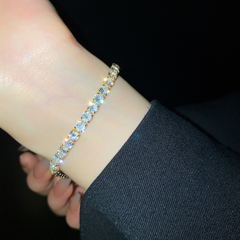 Fashion Simple Personality Spring New Geometric Zircon Bracelet Internet Celebrity Temperament Design Sense Jewelry - view 3