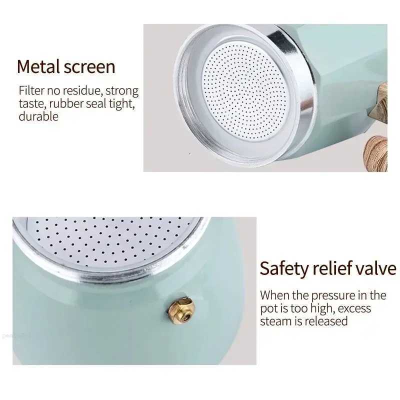 150300ml Mocha Pot Aluminium resso Maker Percolator Kettle Latte Italian Moka Cafeteira Stovetop Coffee Maker Mocha Pot Y251020