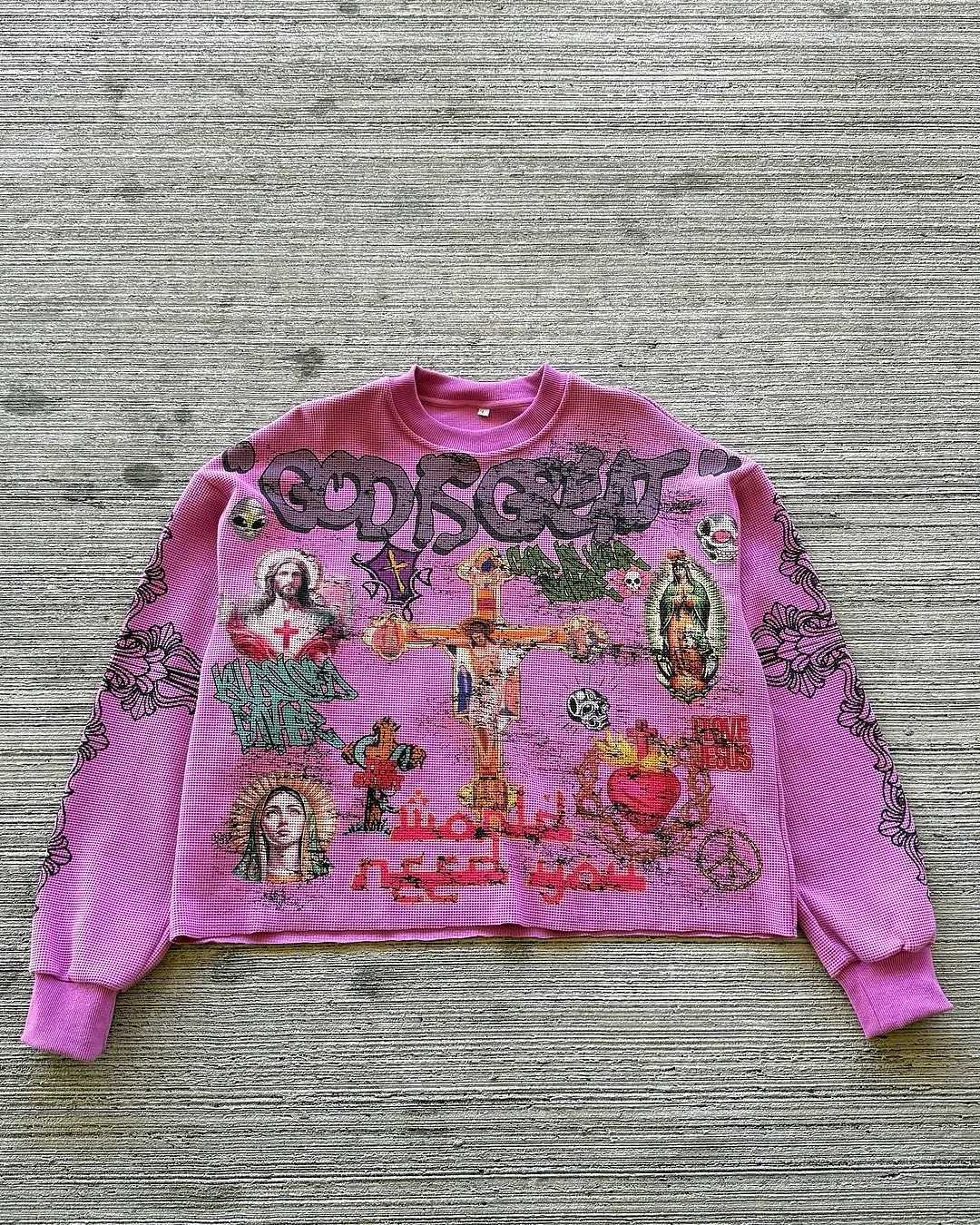 Autumn Winter Hip Hop Cartoon Graffiti Cross Pattern Pullover Knitted Sweater Casual Round Neck Top Harajuku Men Women Pullover W251020