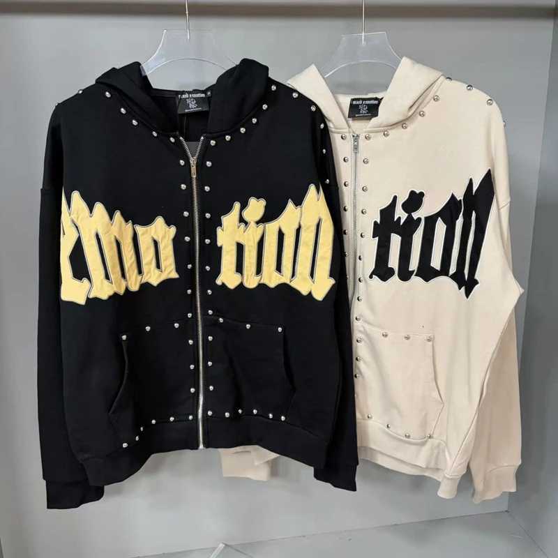 Mens Clothing MIXED EMOTION Hoodie Autumn Winter High Quty Letter Print Cardigan New Red Hooded Sweatshirt Tops C251020