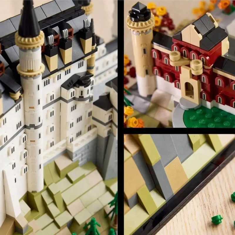MINISO Neuschwanstein Castle Architectural Model Kit 21063 European Castle Forest landscape Building Blocks Toy Christmas Gift Z251018