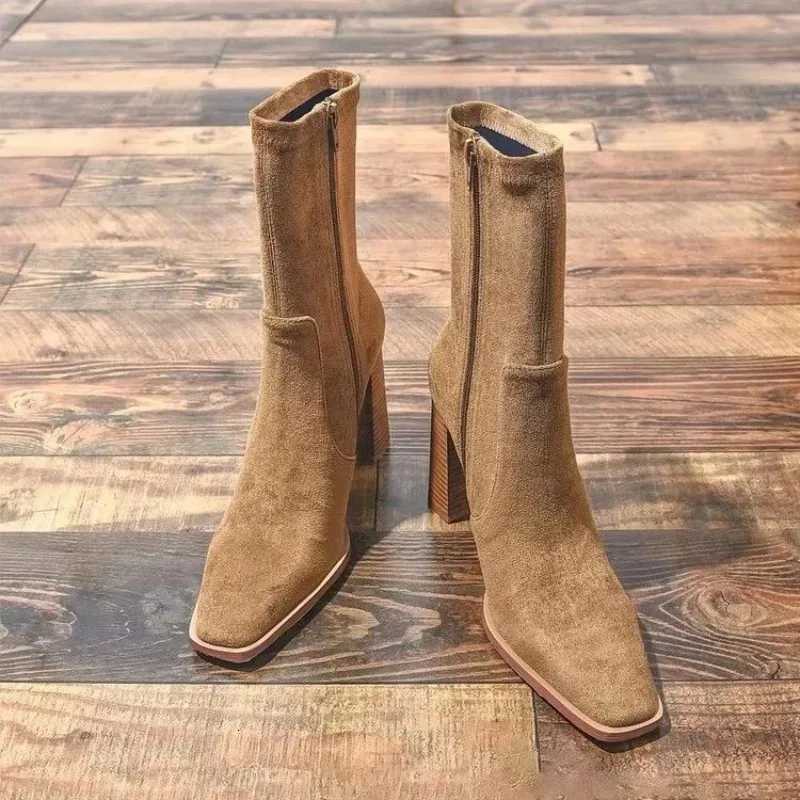 Women Ankle Boots 2025 New Square Heel Platform Boots Women Sexy High Heels Shoes Winter Casual Fi Boots Shoes for WomenXJ251020