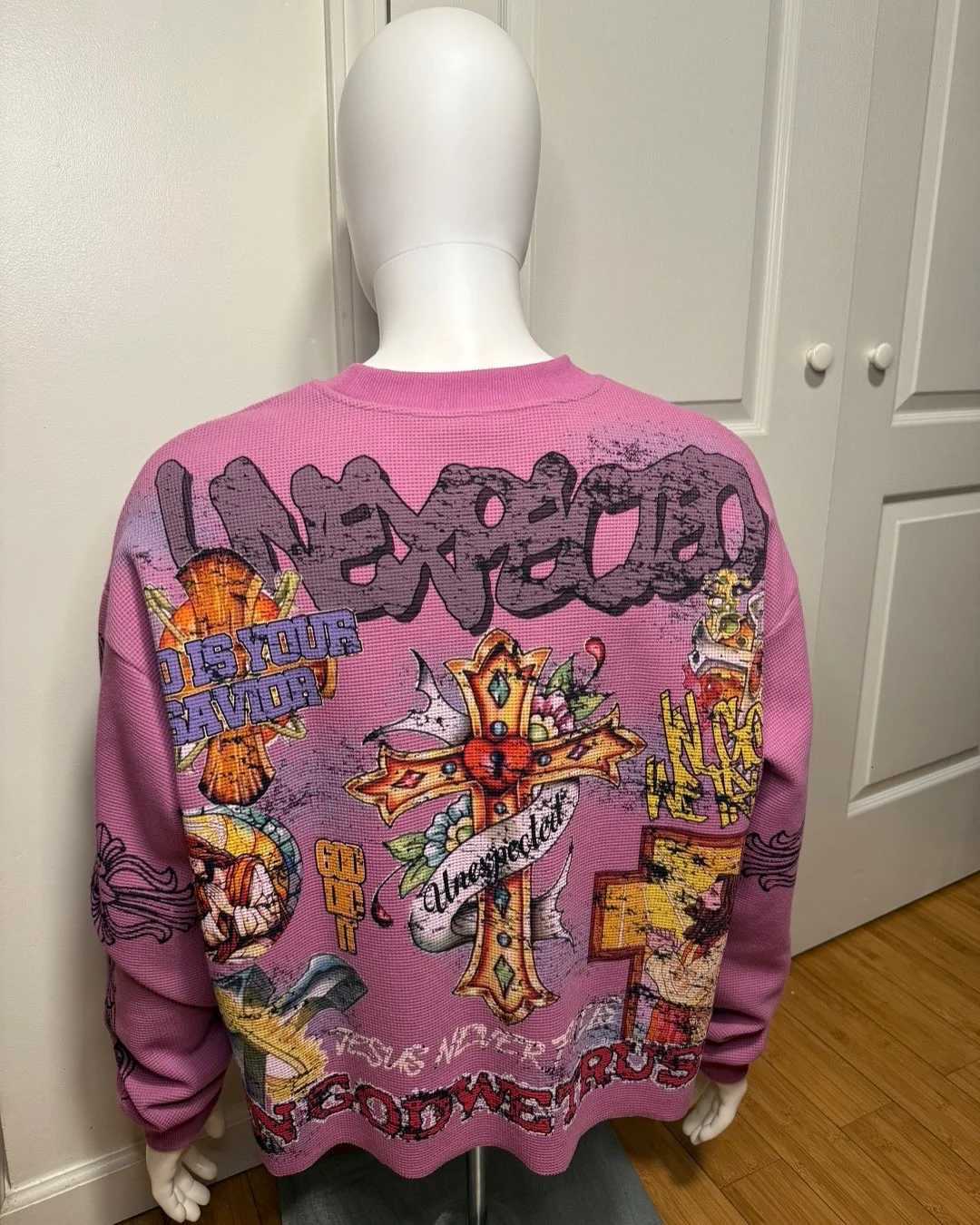 Autumn Winter Hip Hop Cartoon Graffiti Cross Pattern Pullover Knitted Sweater Casual Round Neck Top Harajuku Men Women Pullover W251020