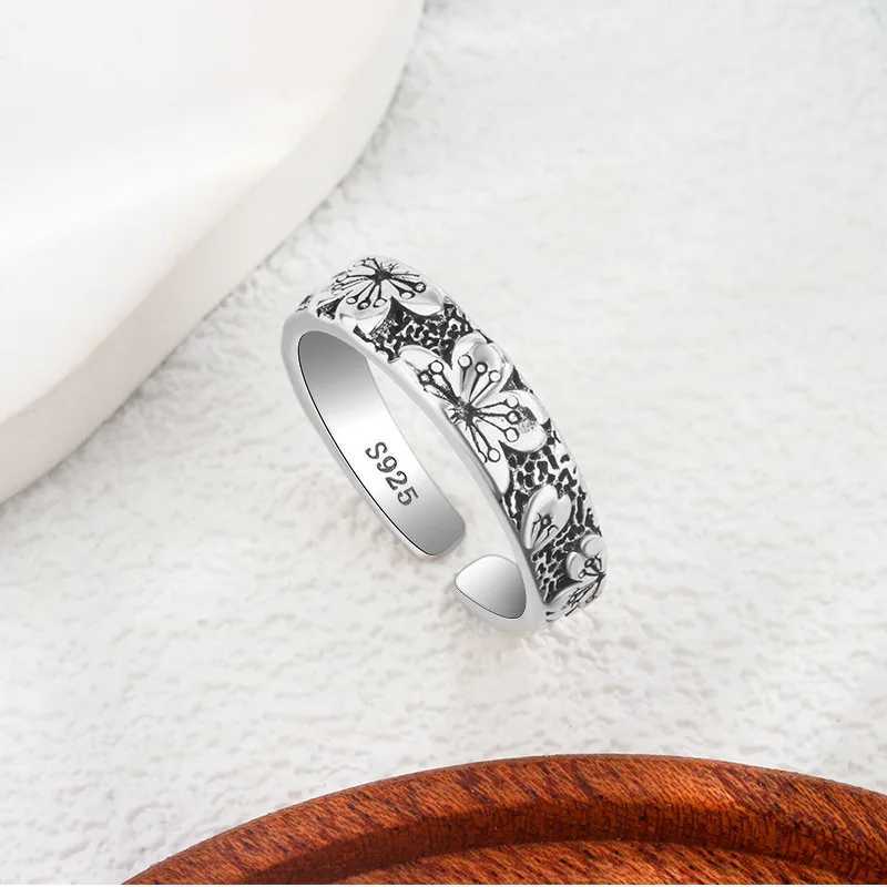 925 Sterling Silver Jewelry Carving Flower Wedding Rings For Women Couple Valentines Gift Prevent Allergy J251020