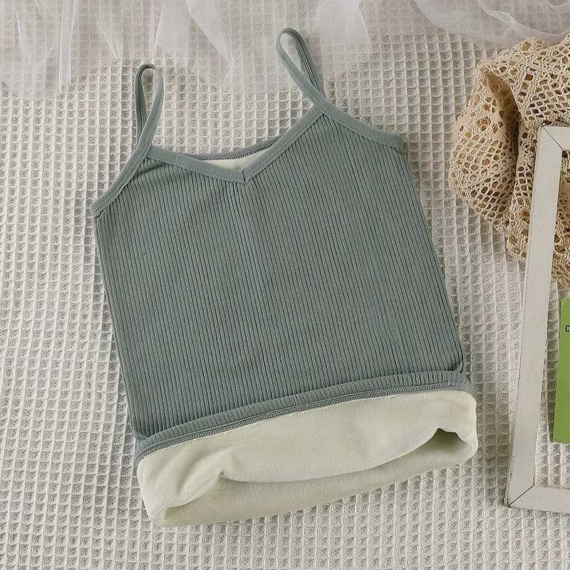 Velvet And Thickened Tank Top For Women In Autumn And Winter Slim Bottom Inner Wear Cold Resistant Strap Warm Lnner Wear VestT251020