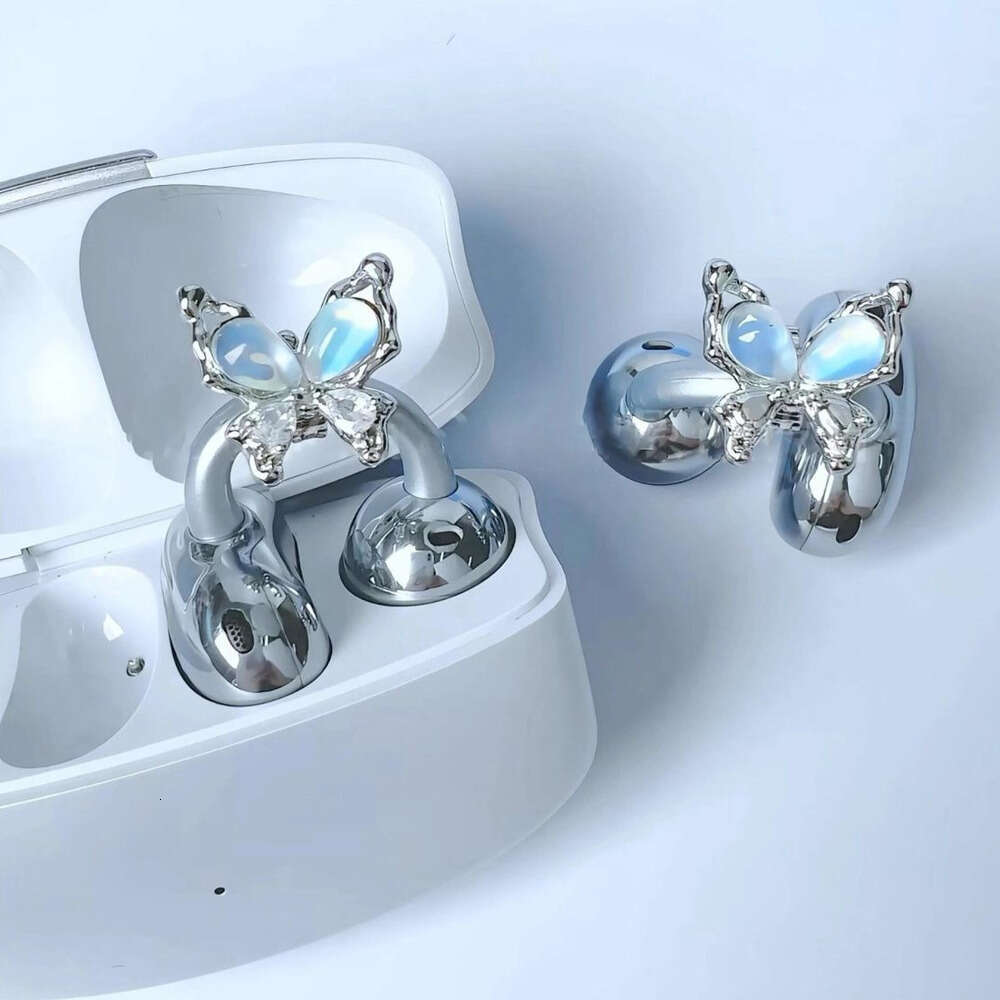 DHCollections-- Sasha's Dreamy Blue Tone Suitable for FreeClip Encounter Moonlight Butterfly Dia Buckle Small Clear Earphone Earrings