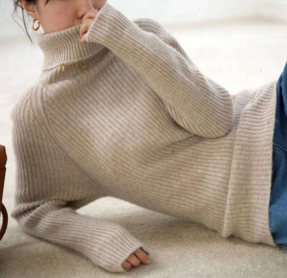 Women's High-Neck Loose Warm Base Layer Pure Autumn Winter 100% Cashmere High-End Bottoming Sweater 251020 251020