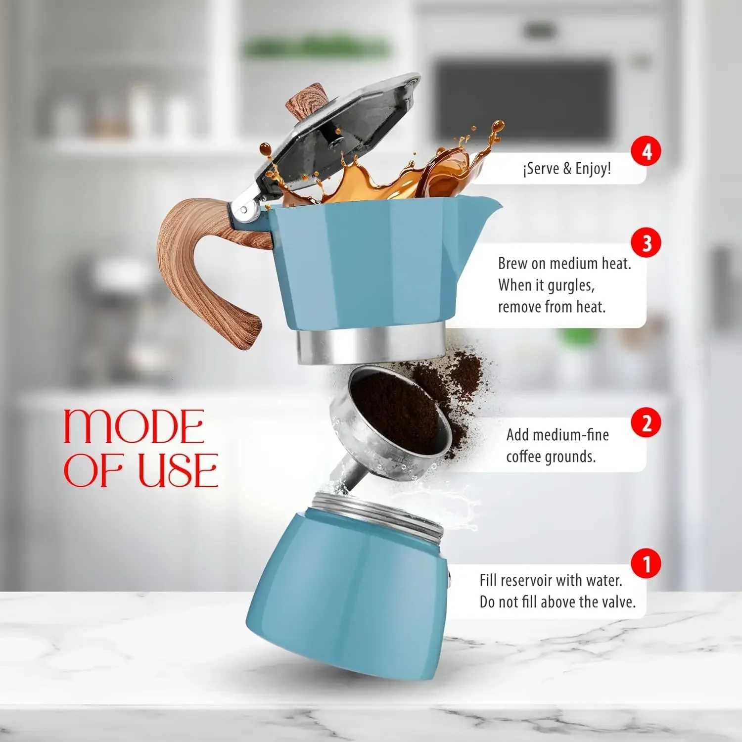 150300ML Premium Aluminum Moka Pot Coffee Maker Handcrafted for Rich Flavor Italian Style for He Outdoor Camping Easy To Use Y251020