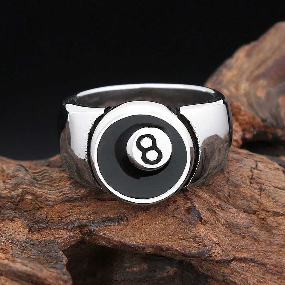 Fashion Punk Stainless Steel Number Black 8 Rings For Men Women Hip Hop Rock Eight Billiard Ball Ring Party Jewelry J251020