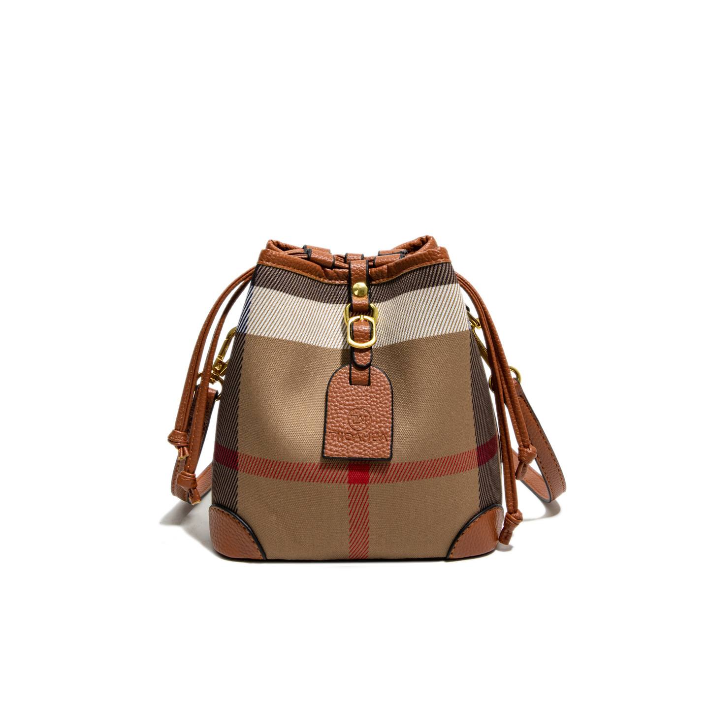 Designer bag free shipping luxury classic check plaid tartan bucket bag 2025 new large capacity shoulder bag for women