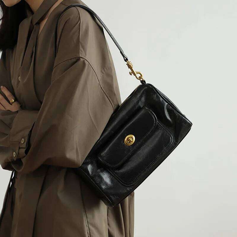 Genuine Leather Underarm New Vintage Y2k Top Layer Cowhide Large Capacity Crossbody Fashionable Ladies Shoulder Bag Suotong251020 Suotong1020