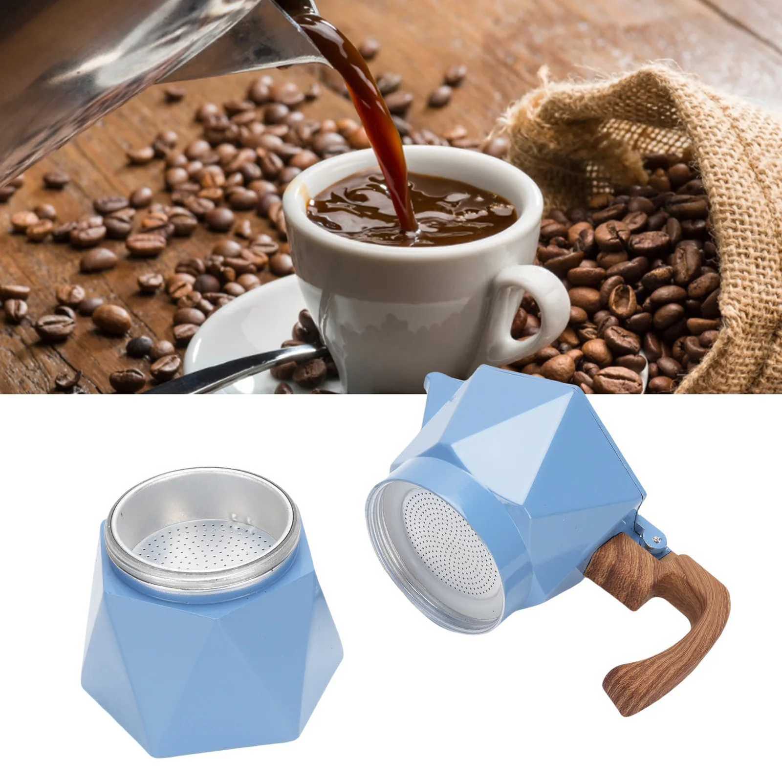 Stovetop Coffee Maker Anodi Anti Scald Italian Coffee Maker Aluminum 2 Cup Dual Valve Portable with Handle for Brewing Y251020