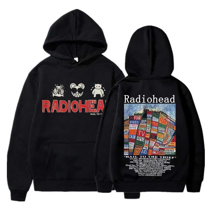 Radiohead Retro Hiphop Rock Band Print Men Hoodie Street Casual Fashion Trendy Y2K Daily Loose LongsLeeve Sweatshirt W251020