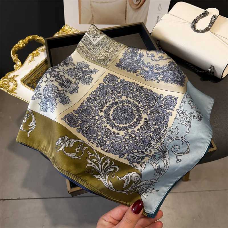 Luxury Brand 2025 Bohemia Print Square Silk Scarf for Women Hijab Hair Bands 70cm Neckerchief Female Satin Shawl Ribbon Headband11 D2510201