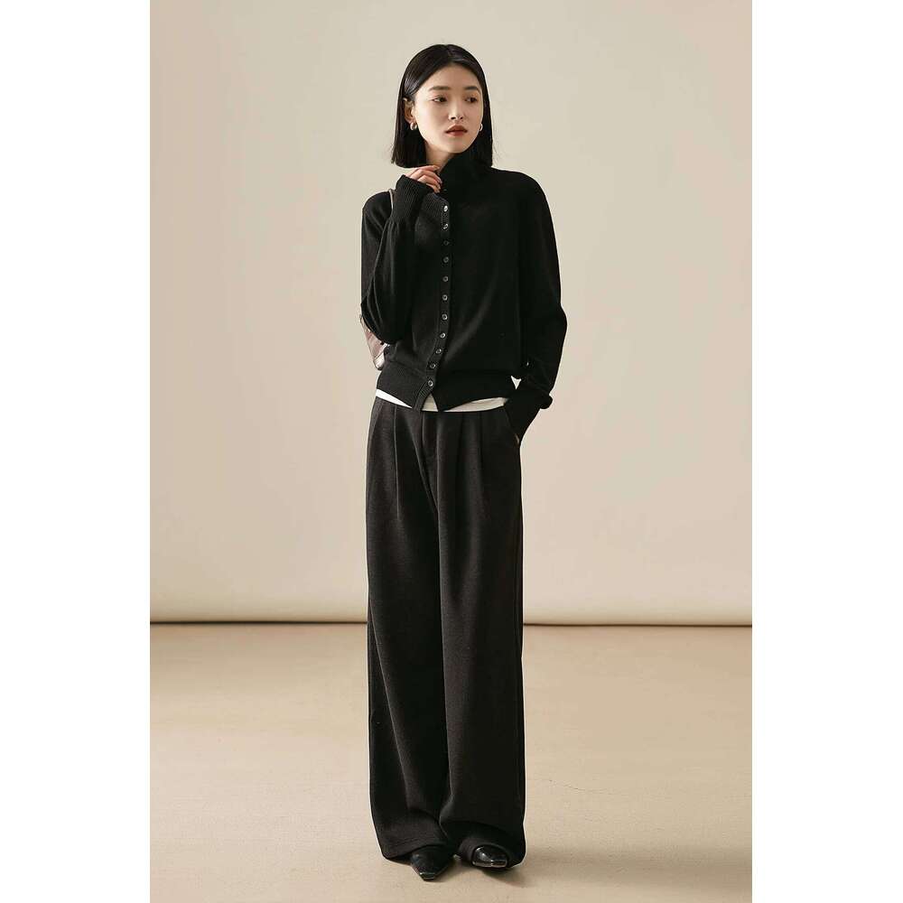 Free-Knit Wise And Relaxed, Italian Craft Wool Cashmere Stand-Up Sweater, New Girl 251020 251020