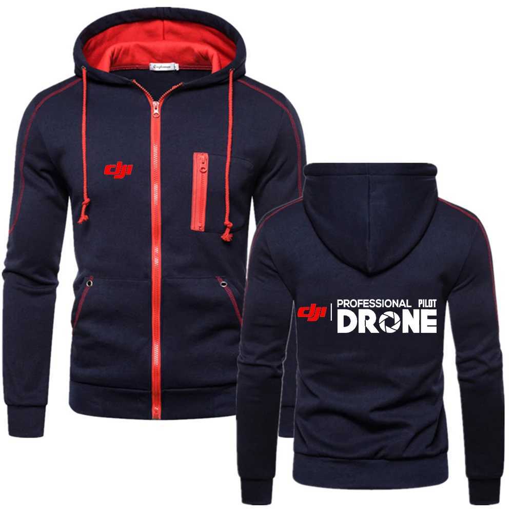 Dji Professional Pilot Drone Printed Mens Hoodie Warm Hooded Sweatshirt Coat Tops Jacket Outwear Zip Up Jumper Sweater W251020