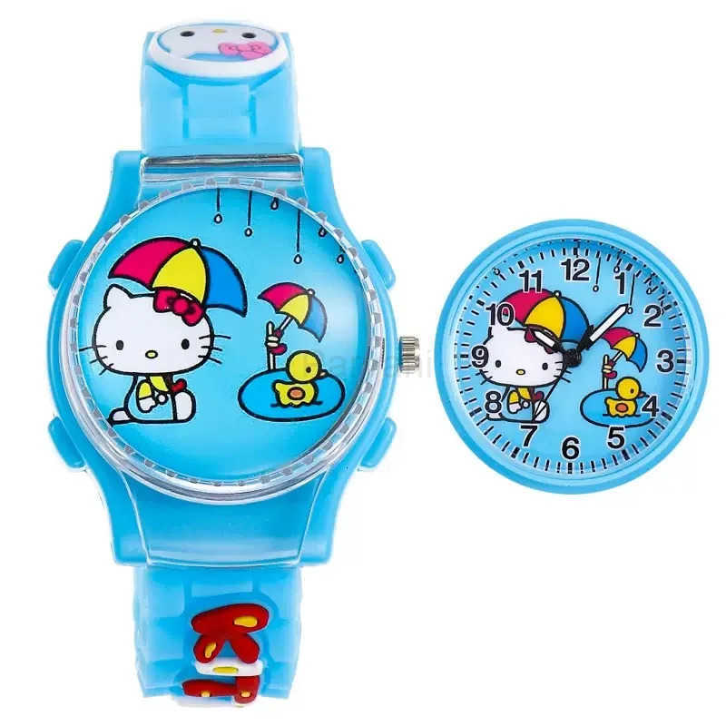 Sanrio Sanrios Cartoon Watch Anime Kuromi My Melody Cinnamoroll Watch Kawaii Crystal Patch Glowing Decompress Rotating Electronic Watch L251020