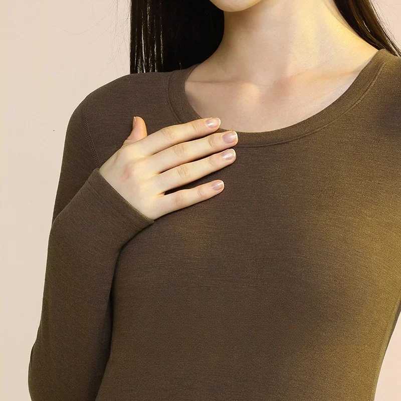 Womens Thermal Set 2 Pack Silk Wool Underwear Set Thermal Bamboo Fiber Heated Clothing Ladies Winter Long Johns Pajamas WomanT251020