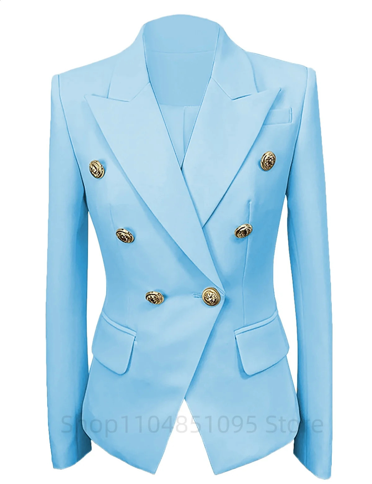 Women Office Lady TurnDown Collar Blazer Vintage Coat Fashion Gold Buttons Long Sleeve Ladies Outerwear Stylish Tops for Party 251106