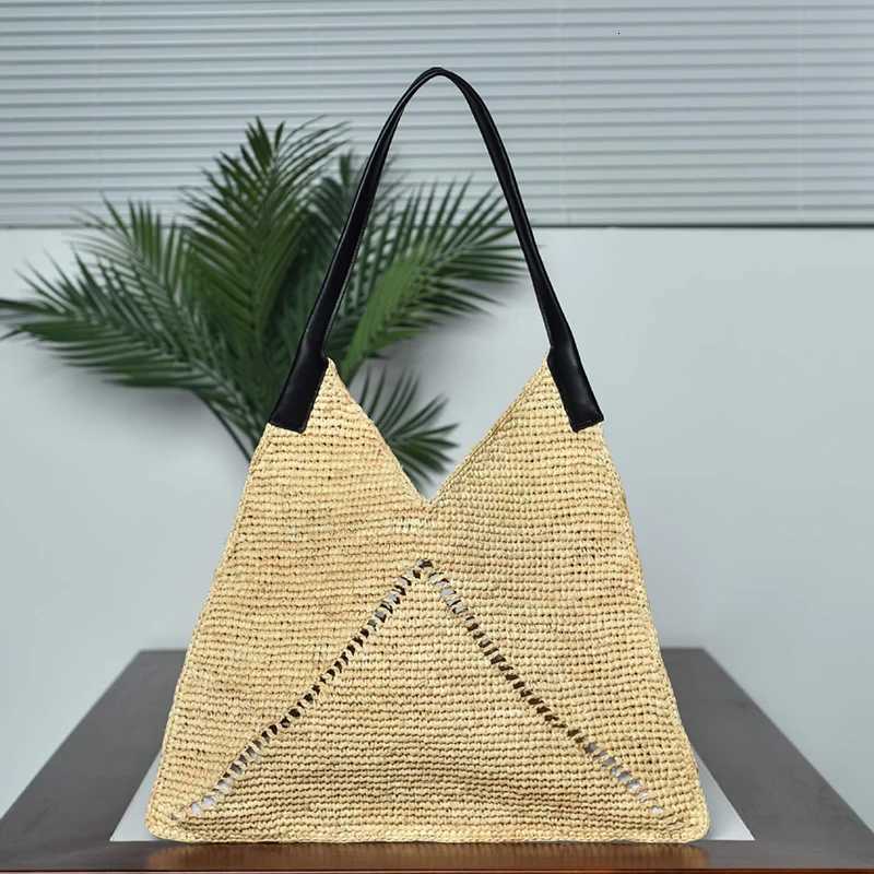 2025 New Fashion Versatile Straw Bag Tote Triangle Casual Design Shoulder Handbag Bag Tide Straw Weave Beach Shoulder BagsT251020