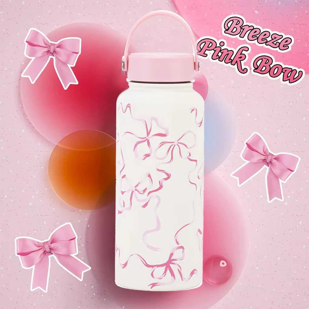 1L Cute Insated Bottle Large Flower Stainless Steel Thermos Portable Vacuum Sports Water Bottle Outdoor Flask Y251020