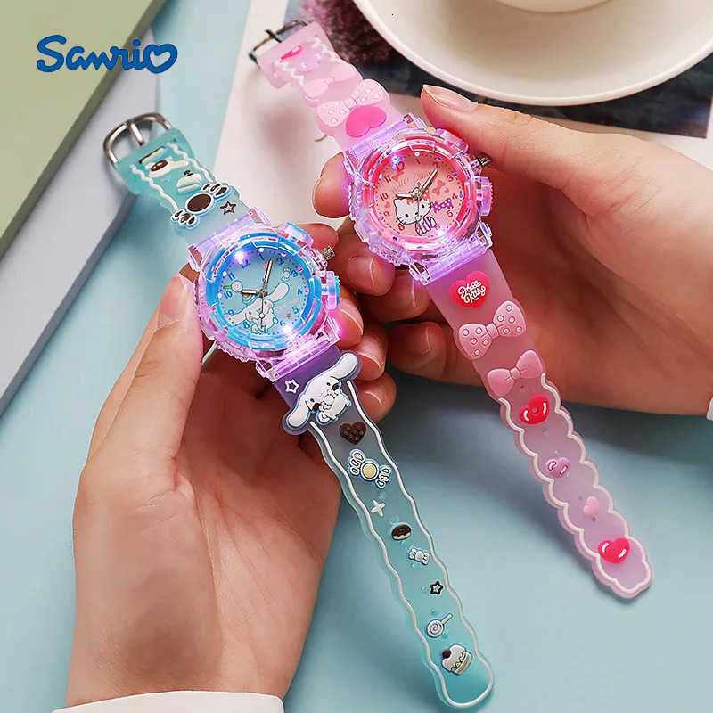 Sanrio Kawaii Sanrio 3D Pattern Watch Kuromi Luminous Watch Cinnamoroll Melody Childrens Wrist Watch Hello Kitty Boy Girls Watch Gifts L251020