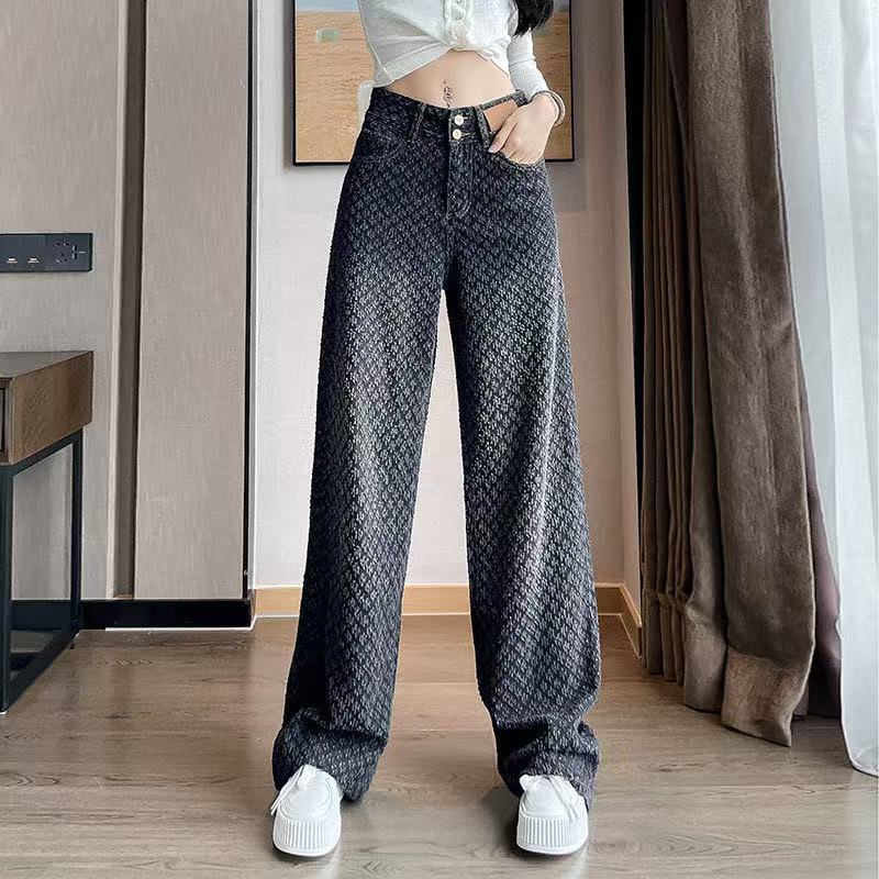 Women's Wide-Leg Jeans - 2025 New Style Spring and Autumn, High-Waisted, Loose-Fit, Slimming Straight-Leg Pants Suitable for Pear-Shaped Figures 