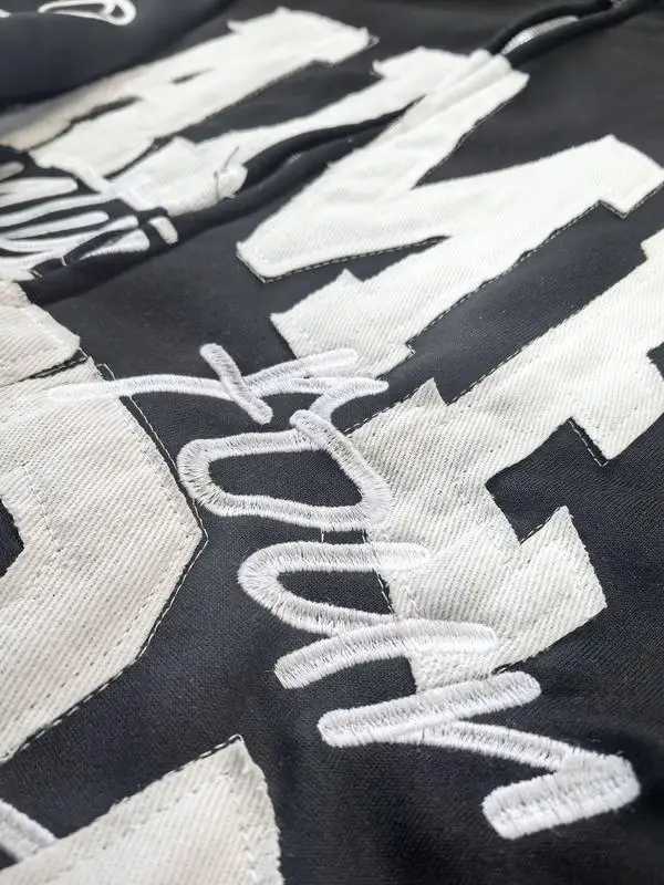 Lettering Embroidered Crew Neck Hoodie Same Hours Pattern Sweatshirt Harajuku Goth Style Unisex Streetwear W251020