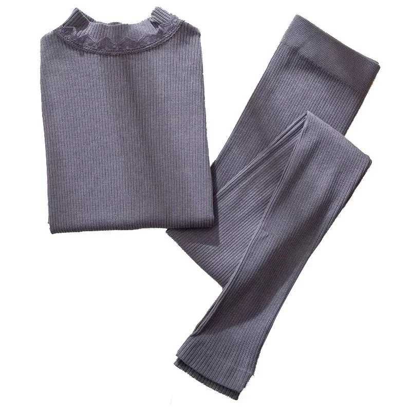 Solid Color Slim Womens Thermal Underwear Set Winter Turtleneck Cotton Long Johns Female Second Skin Thermo Clothing PajamasT251020