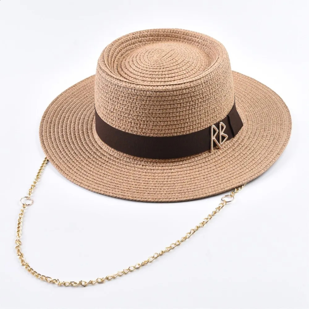 RUSLAN BAGINSKIY Summer Straw Hats for Women Ribbon Decoration Elegant Ladies Party Dress Hats Travel Beach Sun Hat Chapeau 251016