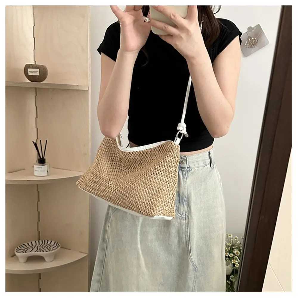 Rattan Straw Bag Cute Woven Handmade Braid Handbag Large Capacity Tote Bag LadiesT251020