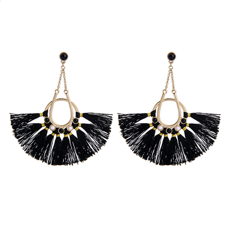 KpacoTa Soutache jewelry Tassel Drop Earrings Ethnic boho weave large Hoop Soutache earring white blue colorful women gift 241227
