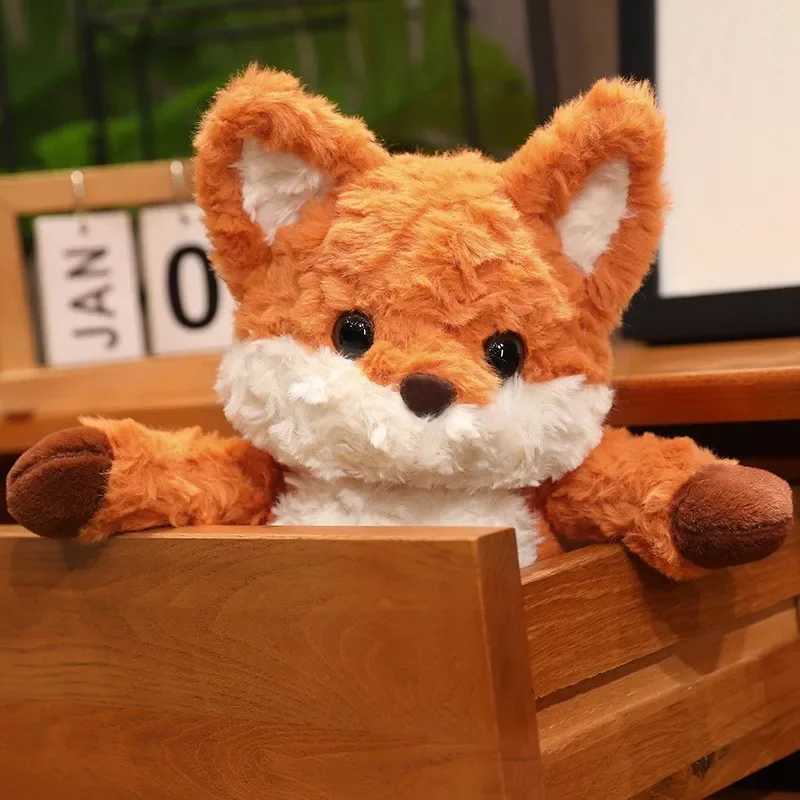 35cm50cm Cute Fluffy Fox Plush Toy Soft Cartoon Orange Foxes Stuffed Doll Baby Appease Children Birthday Gift J251020