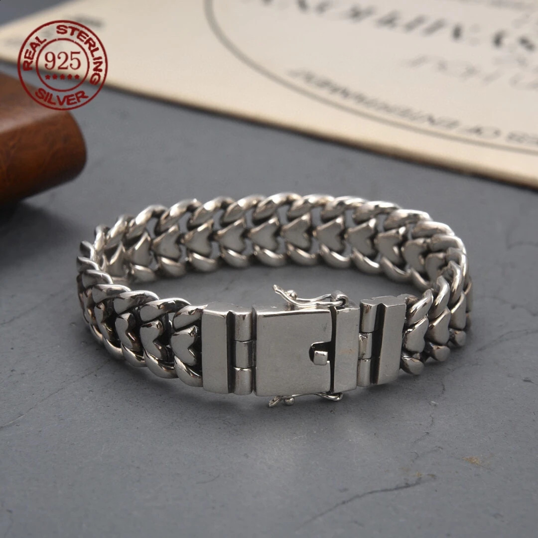 Factory price powerful Cuba S925 sterling silver bracelet mens fashion punk personality European and American hip hop Men Gift251018