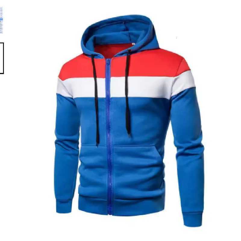 New Mens ZipUp Color Block Hoodie with Casual Stylish Durable FallWinter Top Raglan Sleeves Hoodies Sweatshirt Male W251020