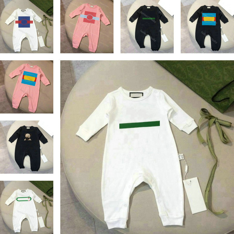 In stock newborn kids Rompers baby Boys girls Fashion designer print luxury pure cotton Sweat absorption comfort Long sleeve jumpsuit Kids Clothing