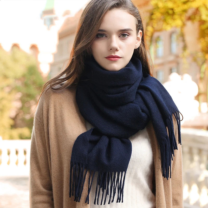 Winter Pure Long Cashmere Scarf Women Real Cashmere Scarf Warm Thick Soft Solid Shawl Ladies Wrap 251027
